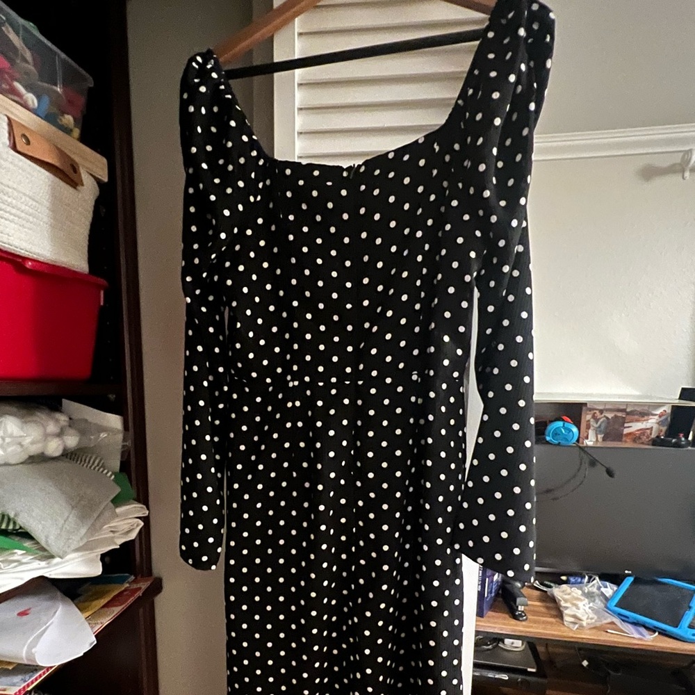 Elegant Black Polka Dot Dress